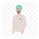 Sikh Indiano Homem Da Aldeia Sikh Ícone