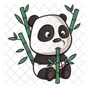 Panda carino con bastoncini di bambù  Icon