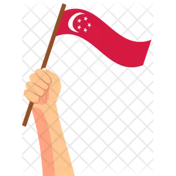 Singapore hand holding Flag Icon