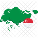 Singapur Karte Flagge Symbol