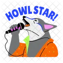Singing Wolf Howling Animal Icon