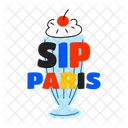 Sip Paris Milkshake Drink Icon