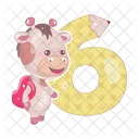 Six number with baby giraffe  Icon