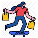 Skateboard Shopping Bag Buy Icon