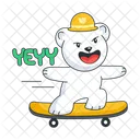 Skateboarding Bear Skateboard Ride Happy Bear Icon