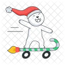 Skating Bear Skateboarding Bear Christmas Bear Icône