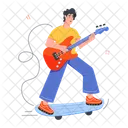 Skating Music Playing Guitar Guitar Musician Icon
