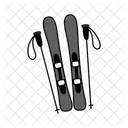 Black Monochrome Ski Board Illustration Ski Board Skiing Icon