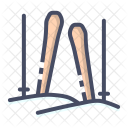 Skii Icon - Download in Colored Outline Style