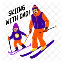 Skiing Bonding Fatherhood Icon