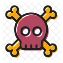 Skull And Bone Colored Outline Halloween Skull Icon