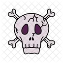 Skull And Bones Colored Outline Danger Halloween Icon