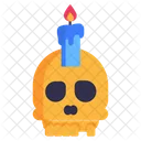 Scary Candle Skull Halloween Candle Icon