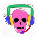 Skull Headphones Listening Music Scary Skull Icon