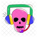 Skull Headphones Listening Music Scary Skull Symbol