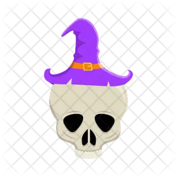 Skull wearing spooky hat  Icon