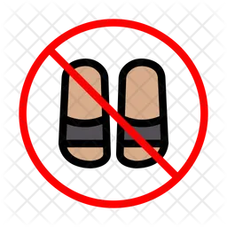 Slipper Not Allowed Icon Download in Colored Outline Style