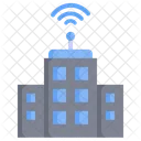 Smart City Buildings Wifi Icon