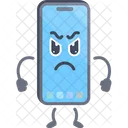 Smartphone character with angry pose  Icon