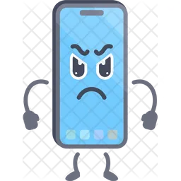 Smartphone character with angry pose  Icon