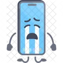 Smartphone character with crying pose  Icon