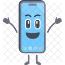 Smartphone character with happy pose  Icon
