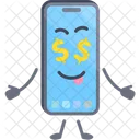 Smartphone character with love money pose  Icon