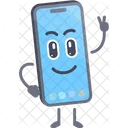 Smartphone character with peace hand sign pose  Icon