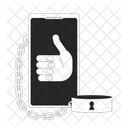 Smartphone with thumb up and handcuff  Icon