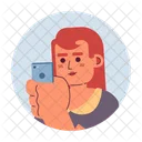 Mobile Phone Holding Smartphone Woman Mobile Looking Icon