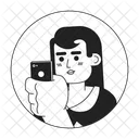 Smartphone woman asian-american  Icon