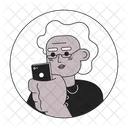 Smartphone woman black granny eyeglasses  Icon