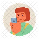 Mobile Phone Holding Smartphone Woman Bob Hair アイコン