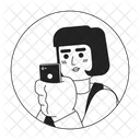 Smartphone woman caucasian bob hair  アイコン