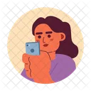 Mobile Phone Holding Indian Casual Smartphone Woman Icon