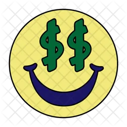 Smiley face with dollar eyes sticker  Icon