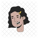 Smiling latina girl wavy bob with hair clip  Icon