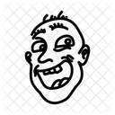 Bold Line Drawing Of A Smiling Meme Face With Exaggerated Features Icon