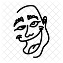 Bold Line Drawing Of A Smiling Meme Face With Exaggerated Features Icon
