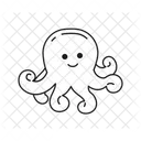 Octopus Cartoon Sea Creature Octopus Smiling Icon