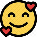 Smiling With Hearts Icon