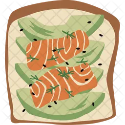 Smoked salmon and avocado toast  Icon