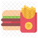 Hamburger Francese Patatine Fritte Icon