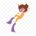 Girl Snorkeling Child Icon