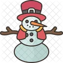 Snow Man Winter Icon