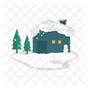 Snow Cabin Snowman Icon