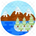Hill Station Snow Covered Trees Snowy Place Icon