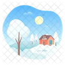 Snow House Tree Nature Icon