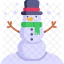 Snow Man Snowflake Icon