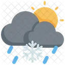 Sun Cloud Snowflake Icon
